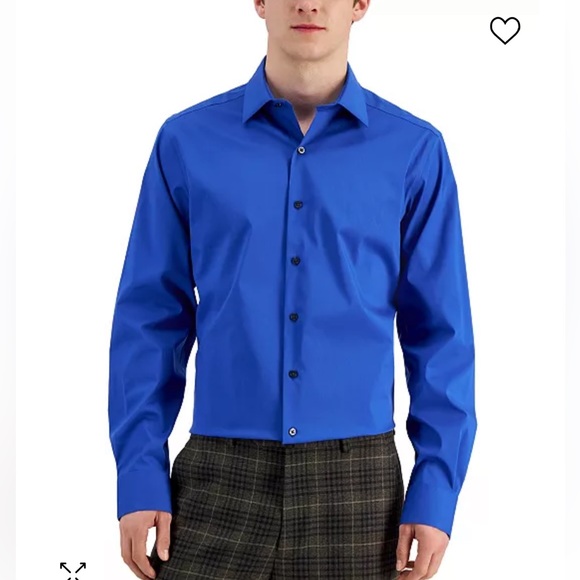 Alfani Slim Fit 2-Way Stretch Stain Resistant Dress Shirt in Beaucoup Blue - Picture 1 of 8
